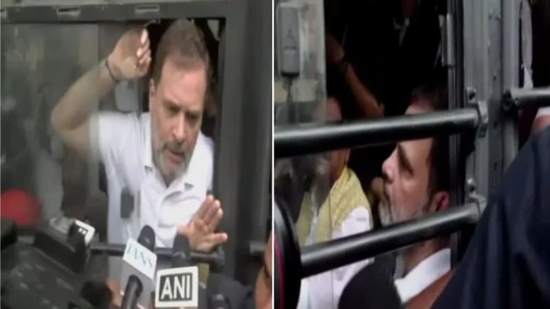 Rahul, Priyanka detained from march towards Election Commission in Delhi