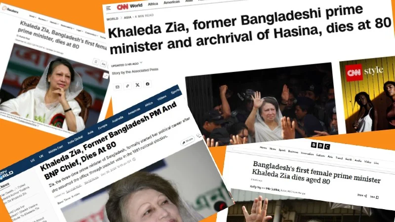 News of Khaleda Zia's death in the world media